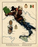 Italy, Europe 1868c Geographic Fun Caricature Maps